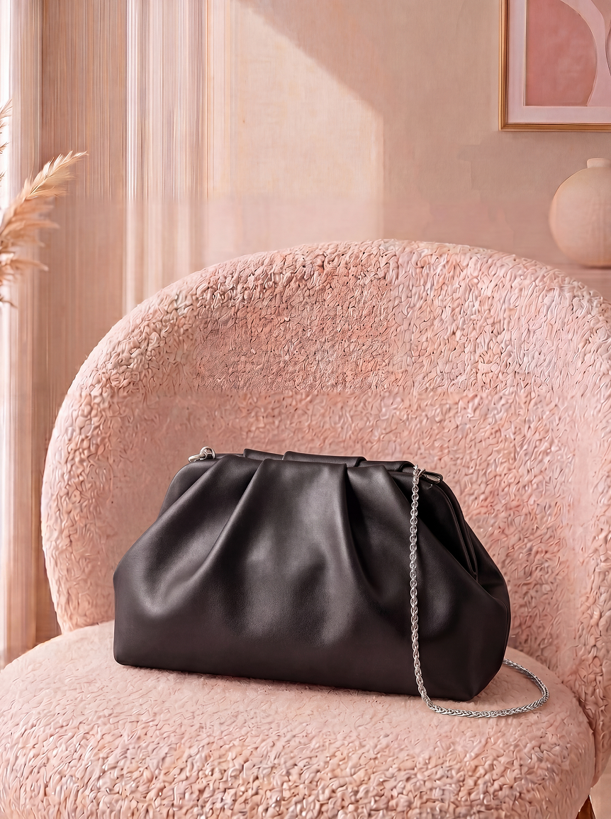 Bolso de Mano "Nube" en Piel Efecto Drapeado