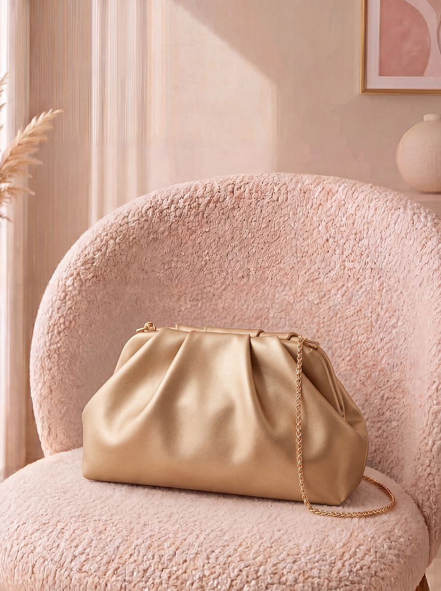 Bolso de Mano "Nube" en Piel Efecto Drapeado