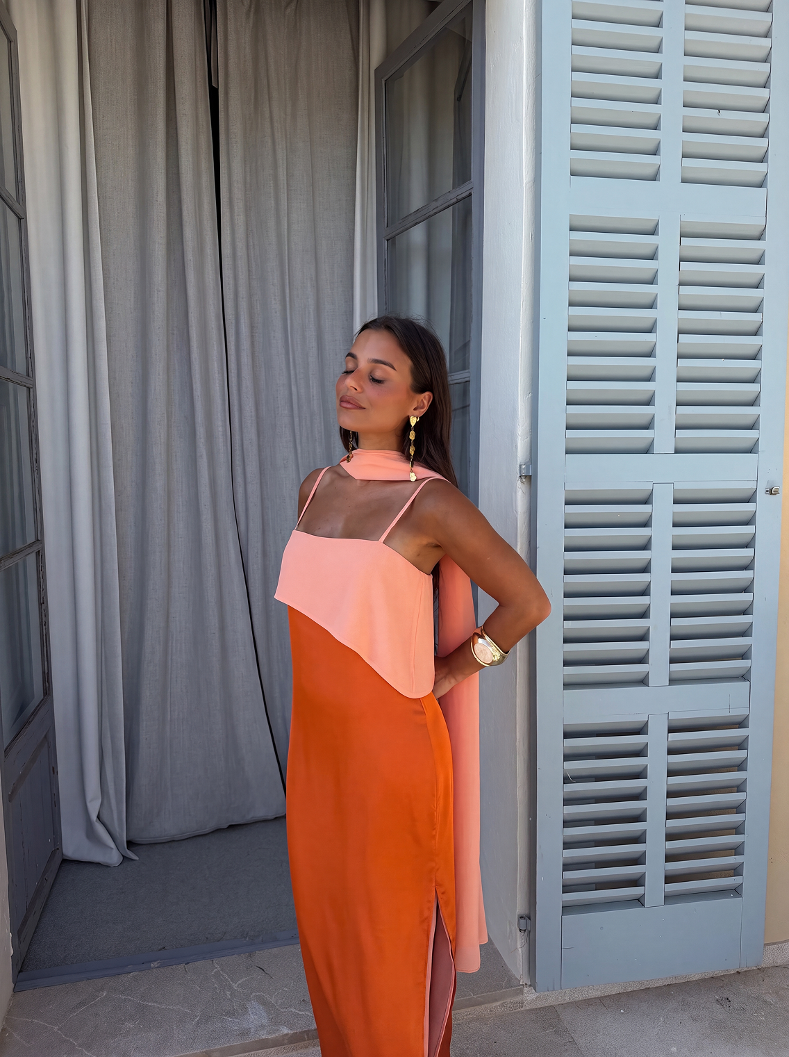 JOANNA / VESTIDO ROSA Y NARANJA