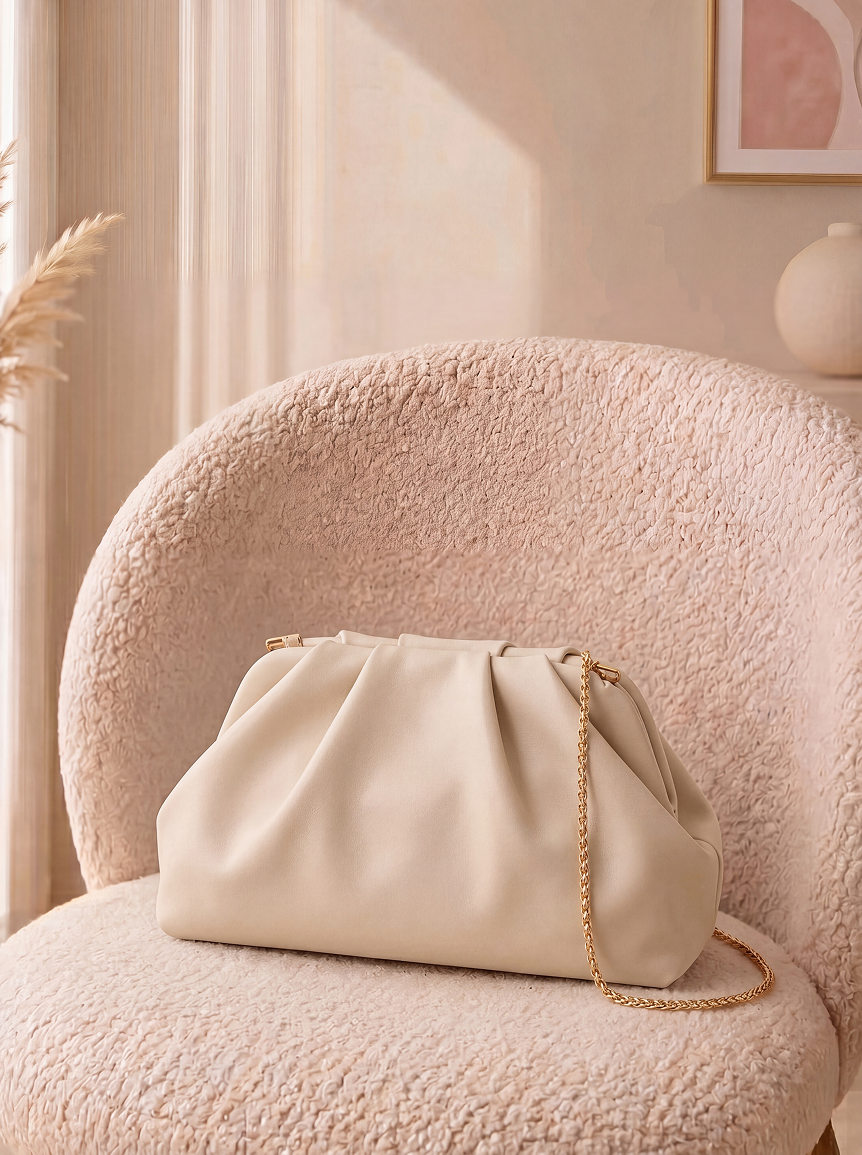 Bolso de Mano "Nube" en Piel Efecto Drapeado