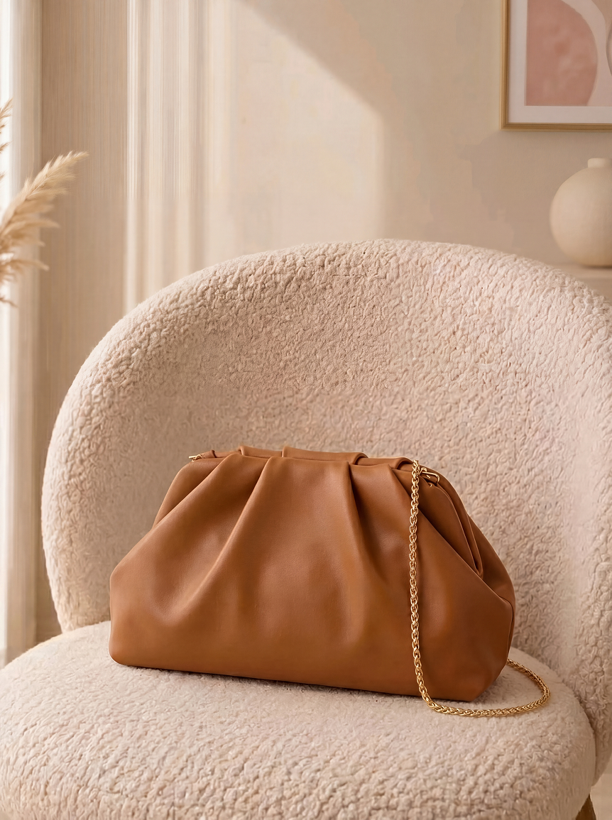 Bolso de Mano "Nube" en Piel Efecto Drapeado