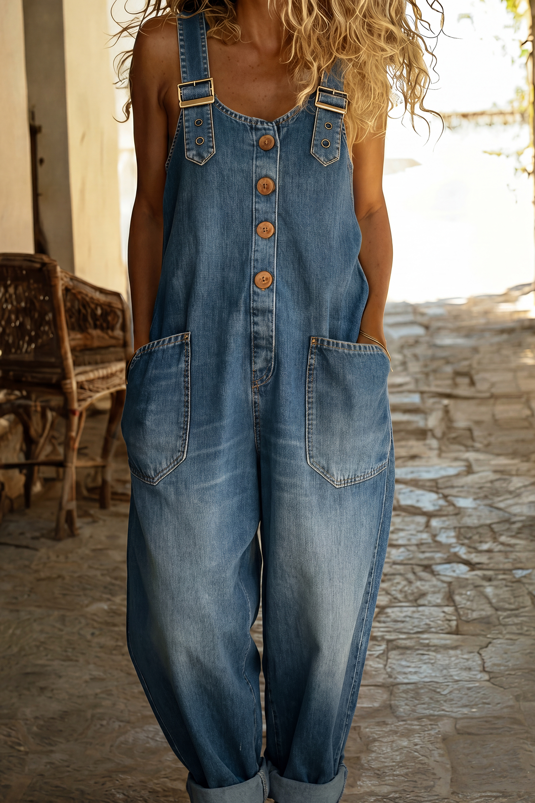 Rocio | Mono casual de mezclilla con hebilla ajustable