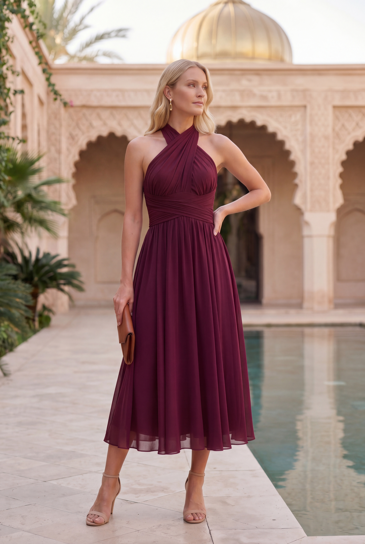 The Murano | Vestido azul marino con falda asimétrica y múltiples formas de llevar