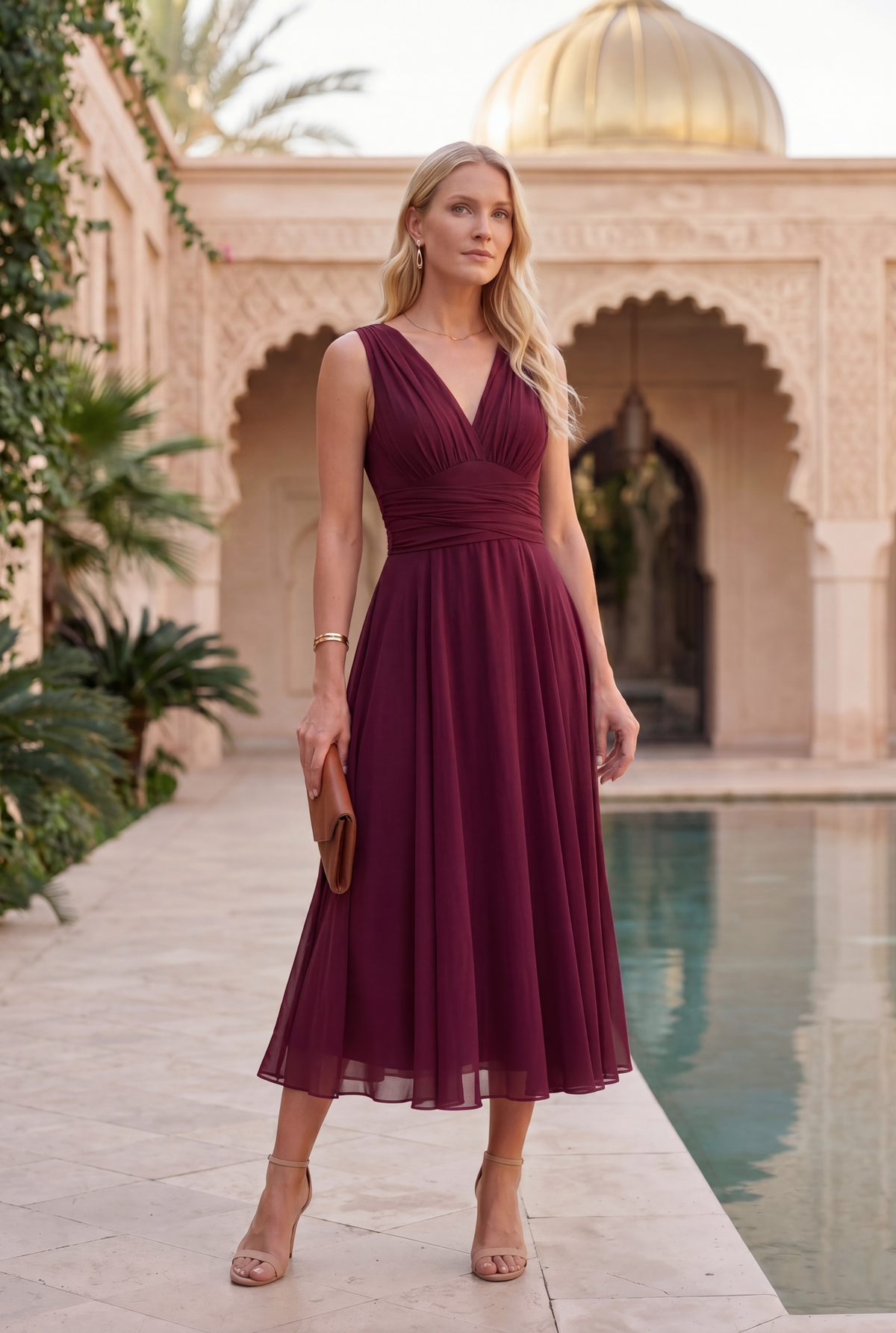VESTIDO THE MURANO BURDEOS