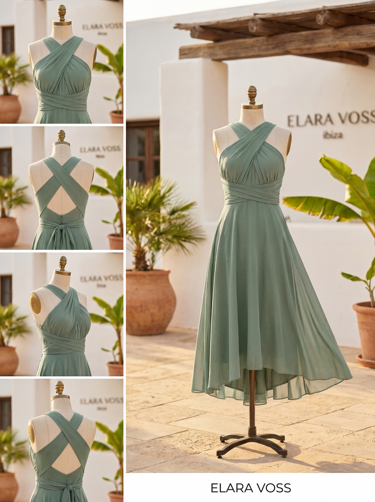 The Murano | Vestido multiposición verde militar