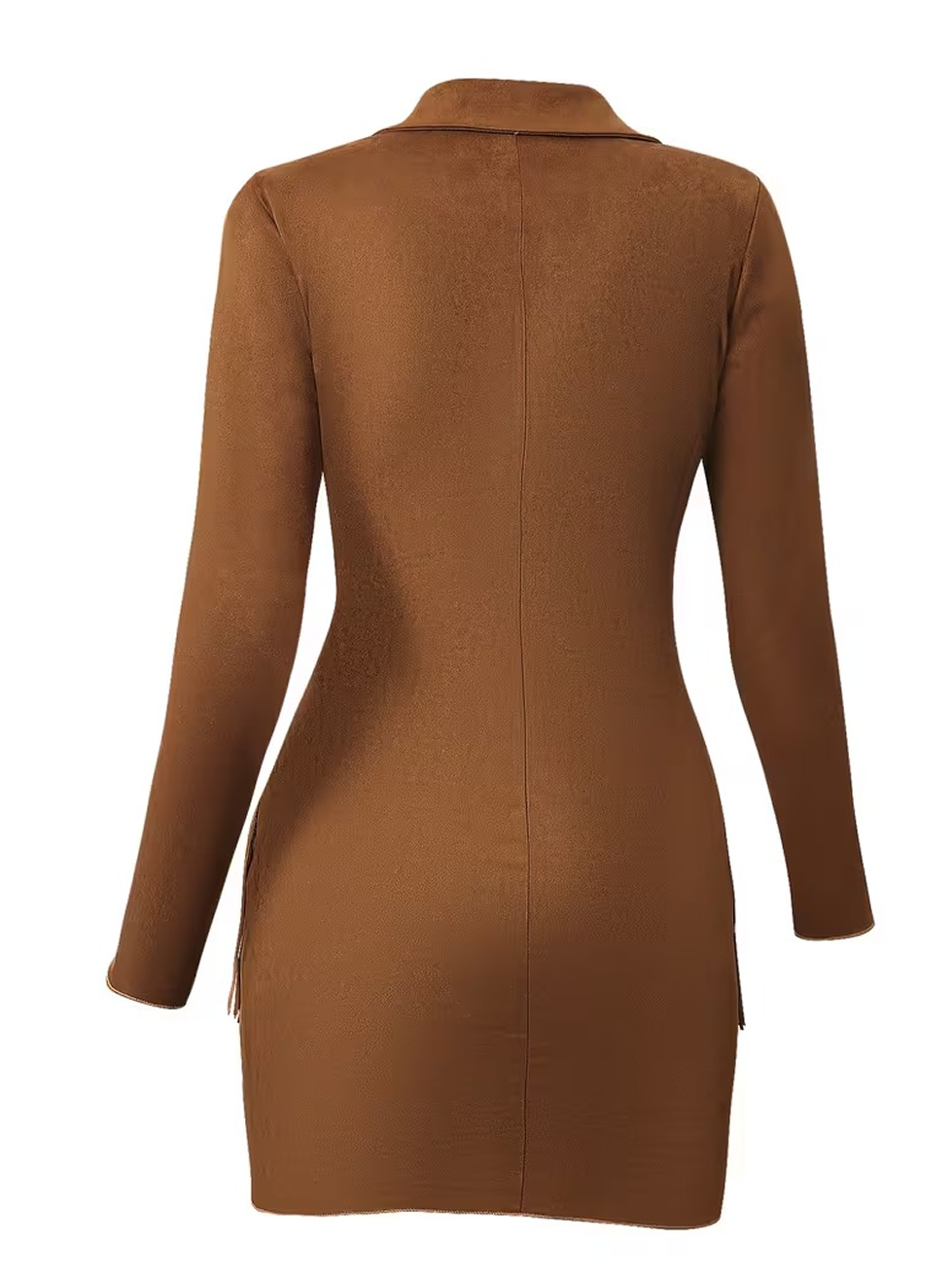 Vestido midi de punto para mujer, estilo vaquero western, con flecos de ante
