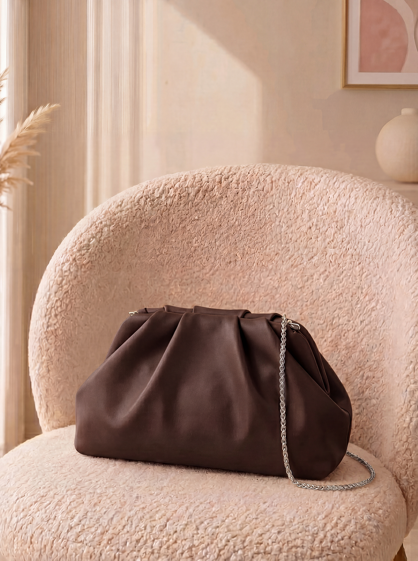 Bolso de Mano "Nube" en Piel Efecto Drapeado