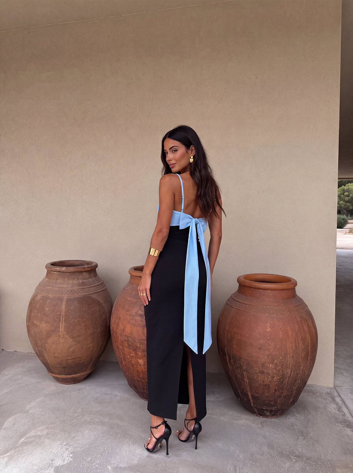 JOANNA / VESTIDO NEGRO Y AZUL