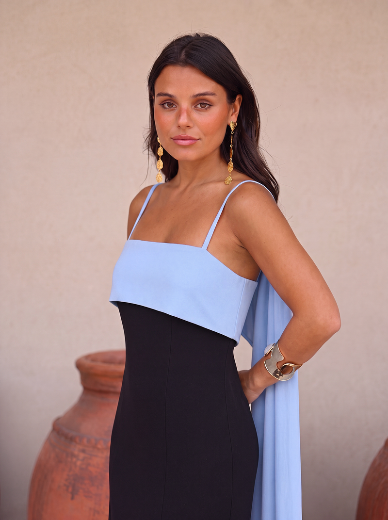 JOANNA / VESTIDO NEGRO Y AZUL