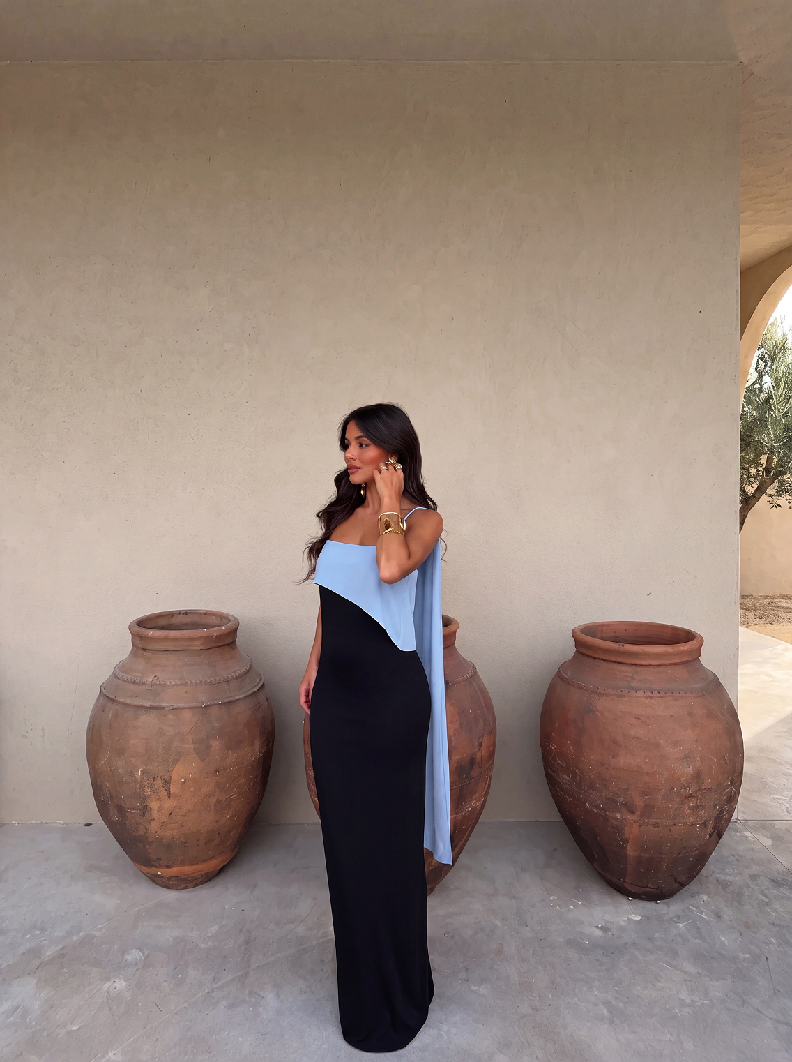 JOANNA / VESTIDO NEGRO Y AZUL