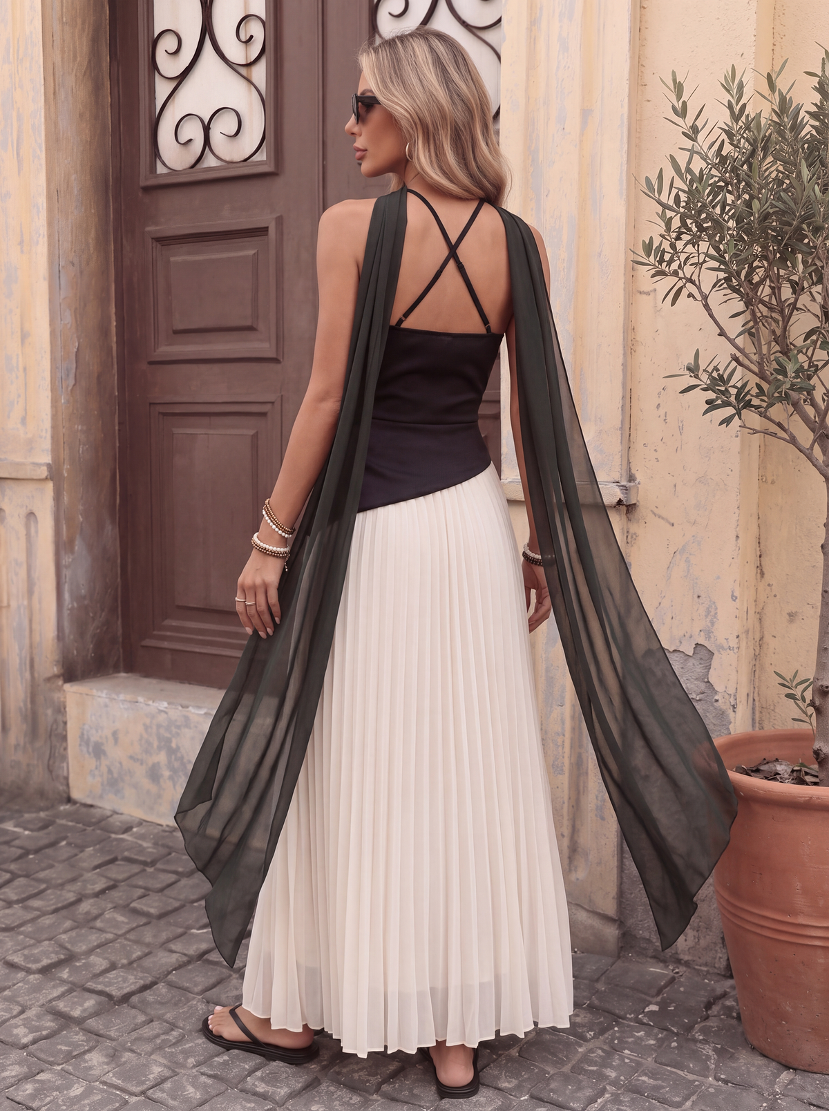 VESTIDO MAGNOLIA BLANCO Y NEGRO