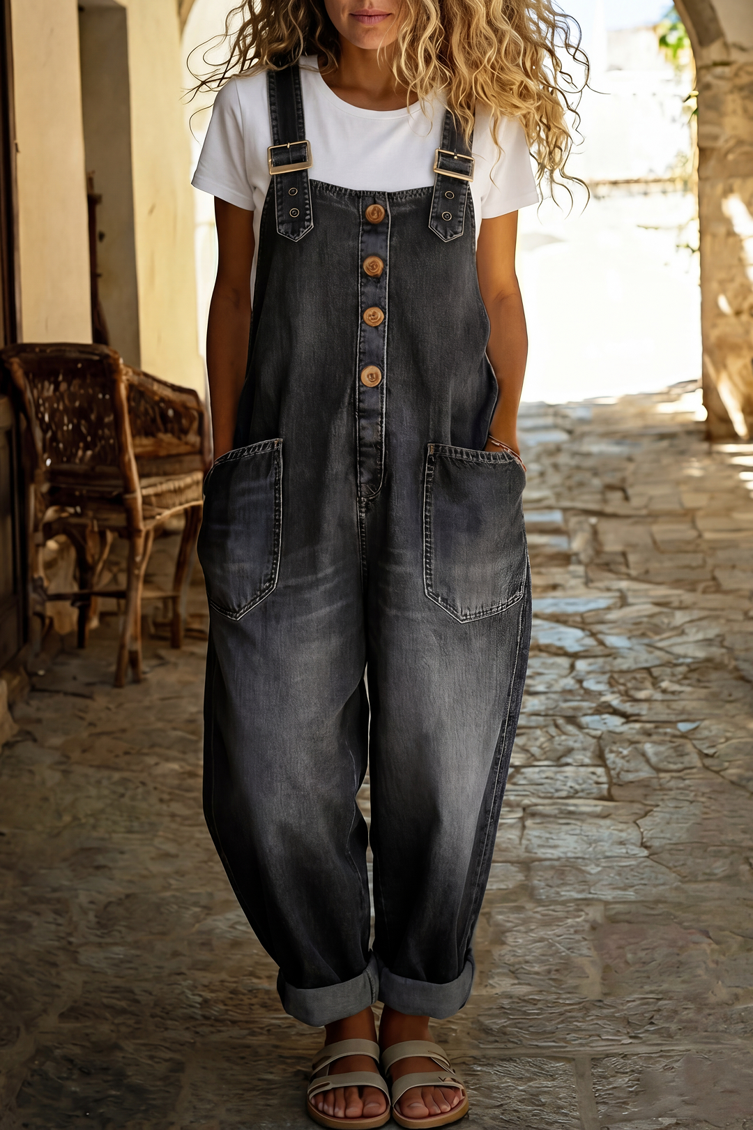 Rocio | Mono casual de mezclilla con hebilla ajustable