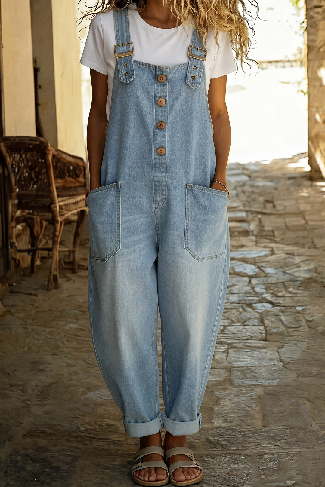 Rocio | Mono casual de mezclilla con hebilla ajustable