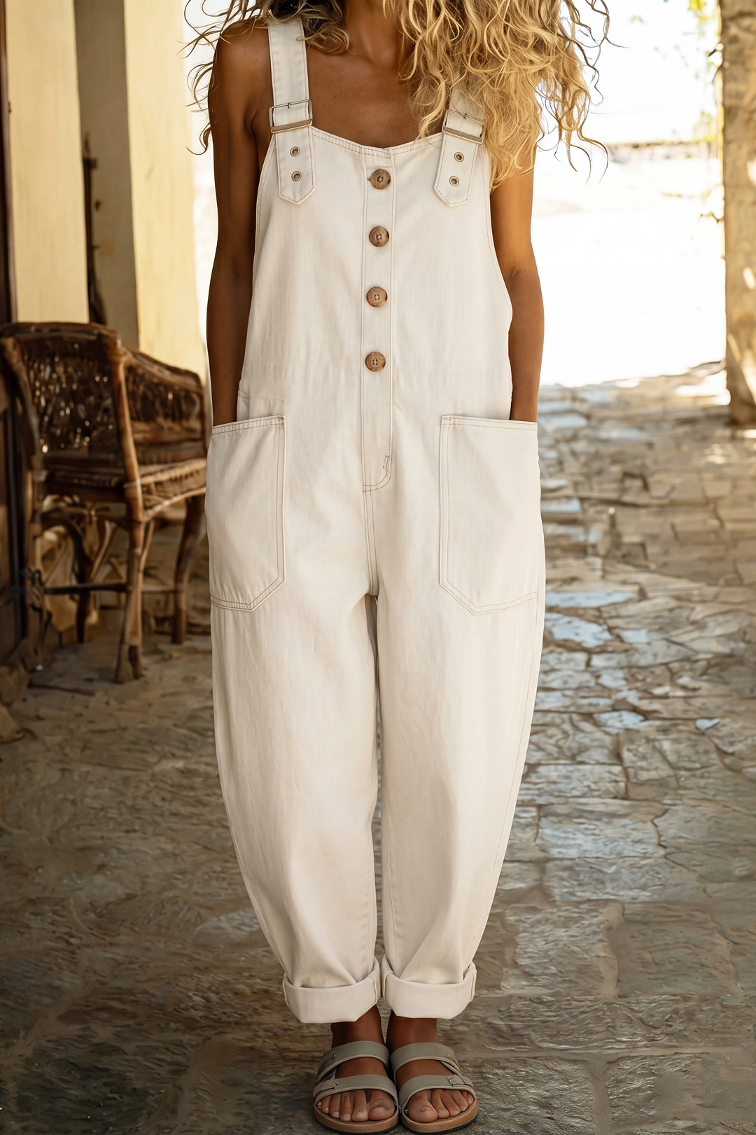 Rocio | Mono casual de mezclilla con hebilla ajustable