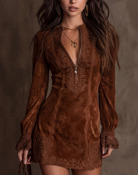 Vestido elegante minivestido de manga larga, ropa casual de mujer