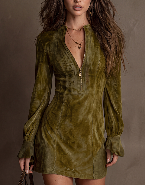 Vestido elegante minivestido de manga larga, ropa casual de mujer