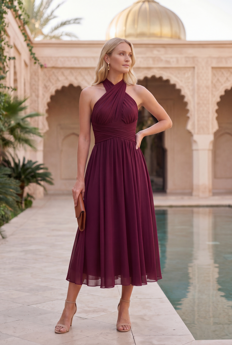 VESTIDO THE MURANO BURDEOS