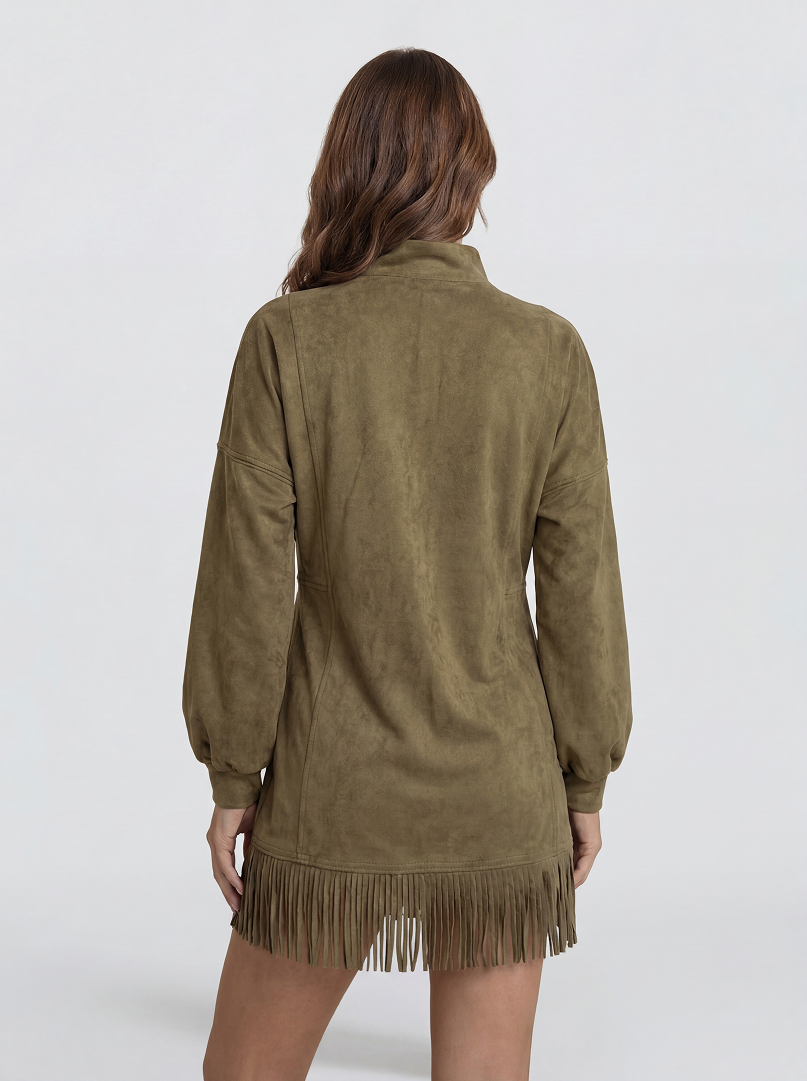 Adela | Vestido de cuello alto de ante