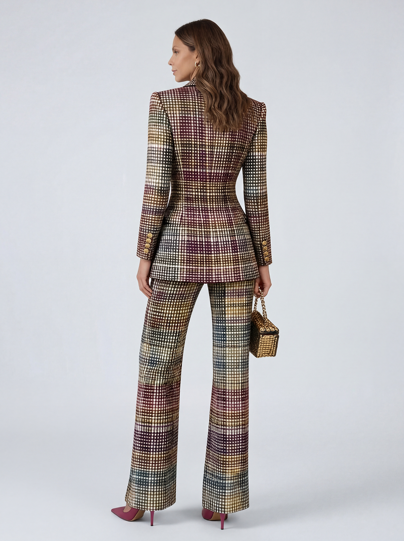 The Milano | Traje de Cuadros con Blazer Cruzada