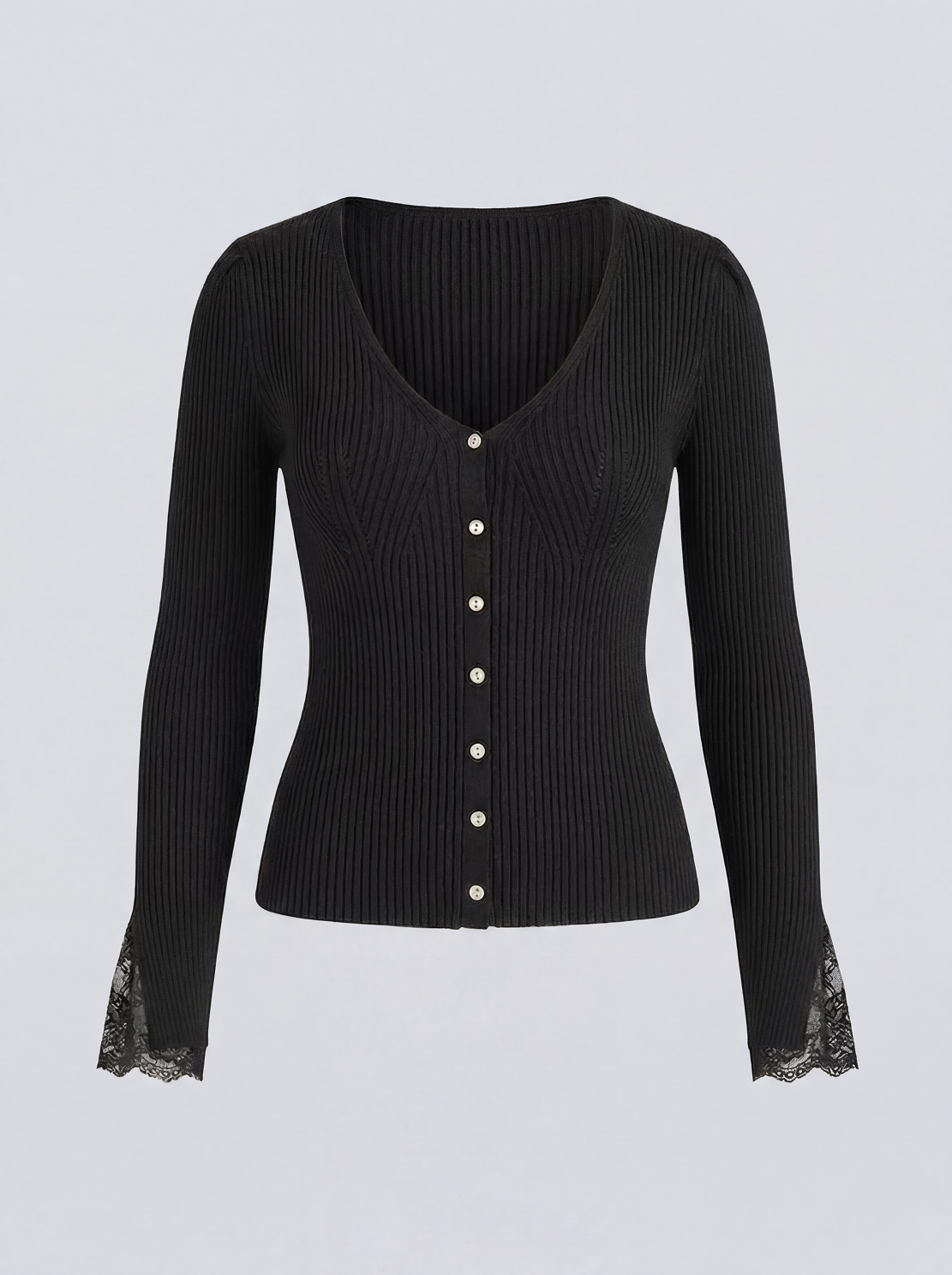 The Elise Belle | Lace-Sleeve Knit Top