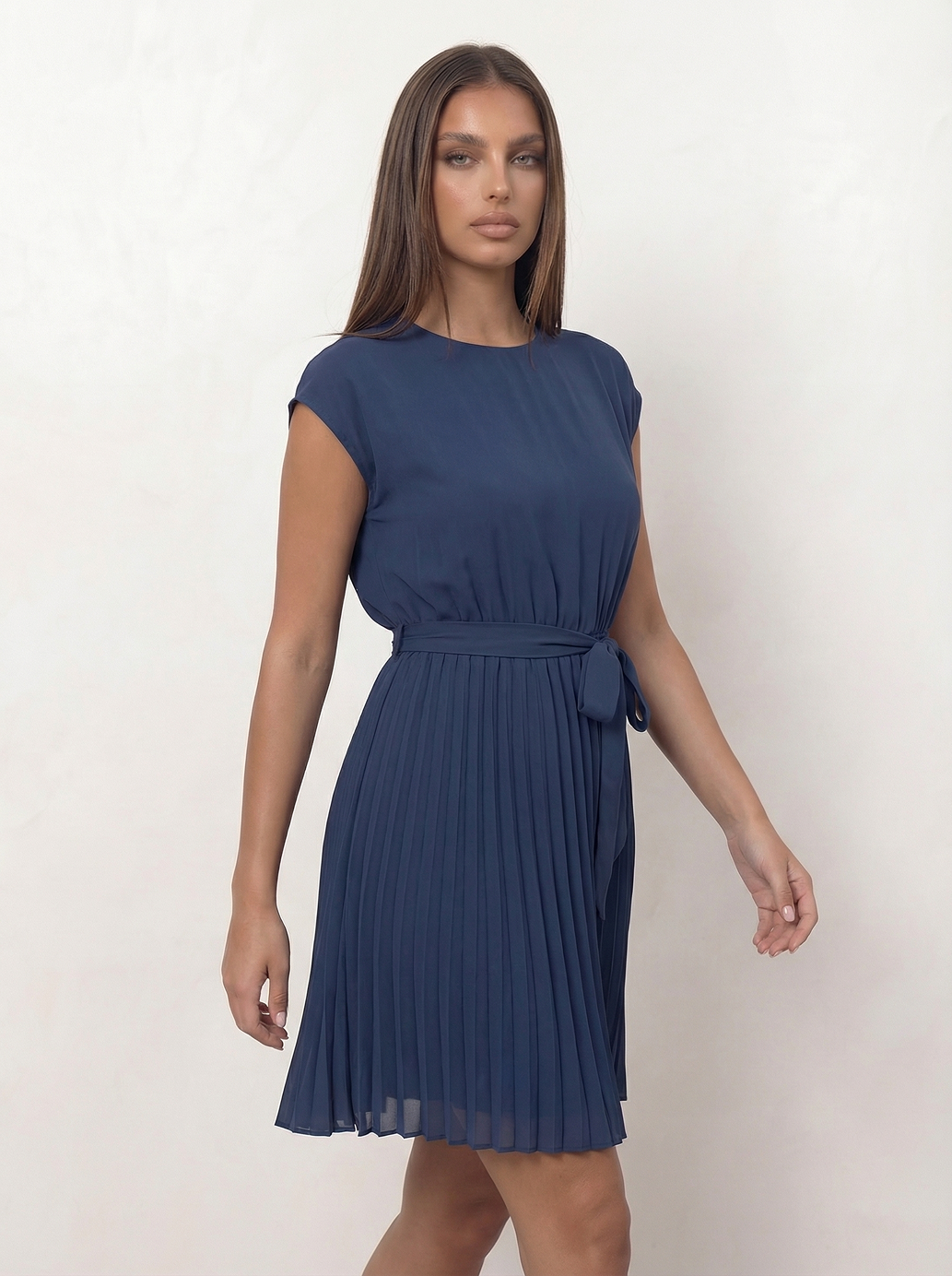 The Pia | Pleated Belted Dress