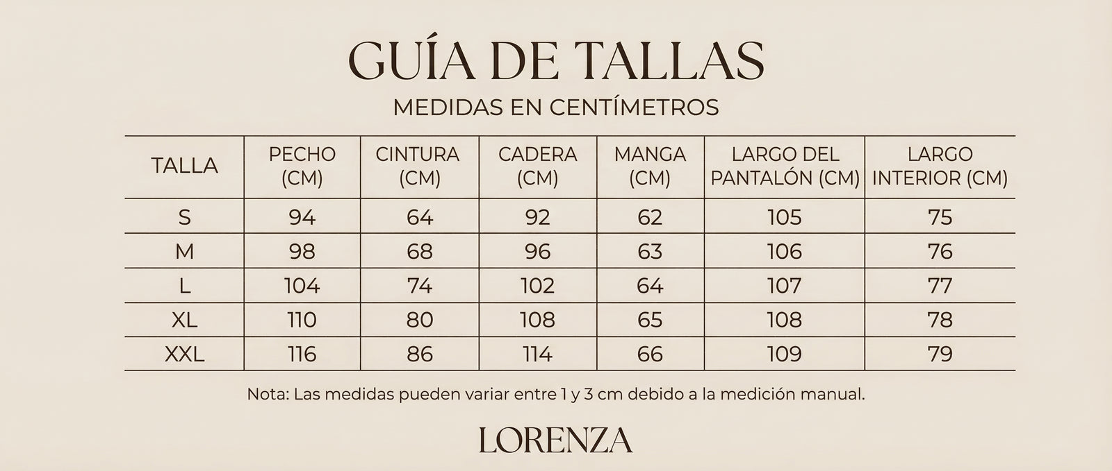 Guía de tallas
