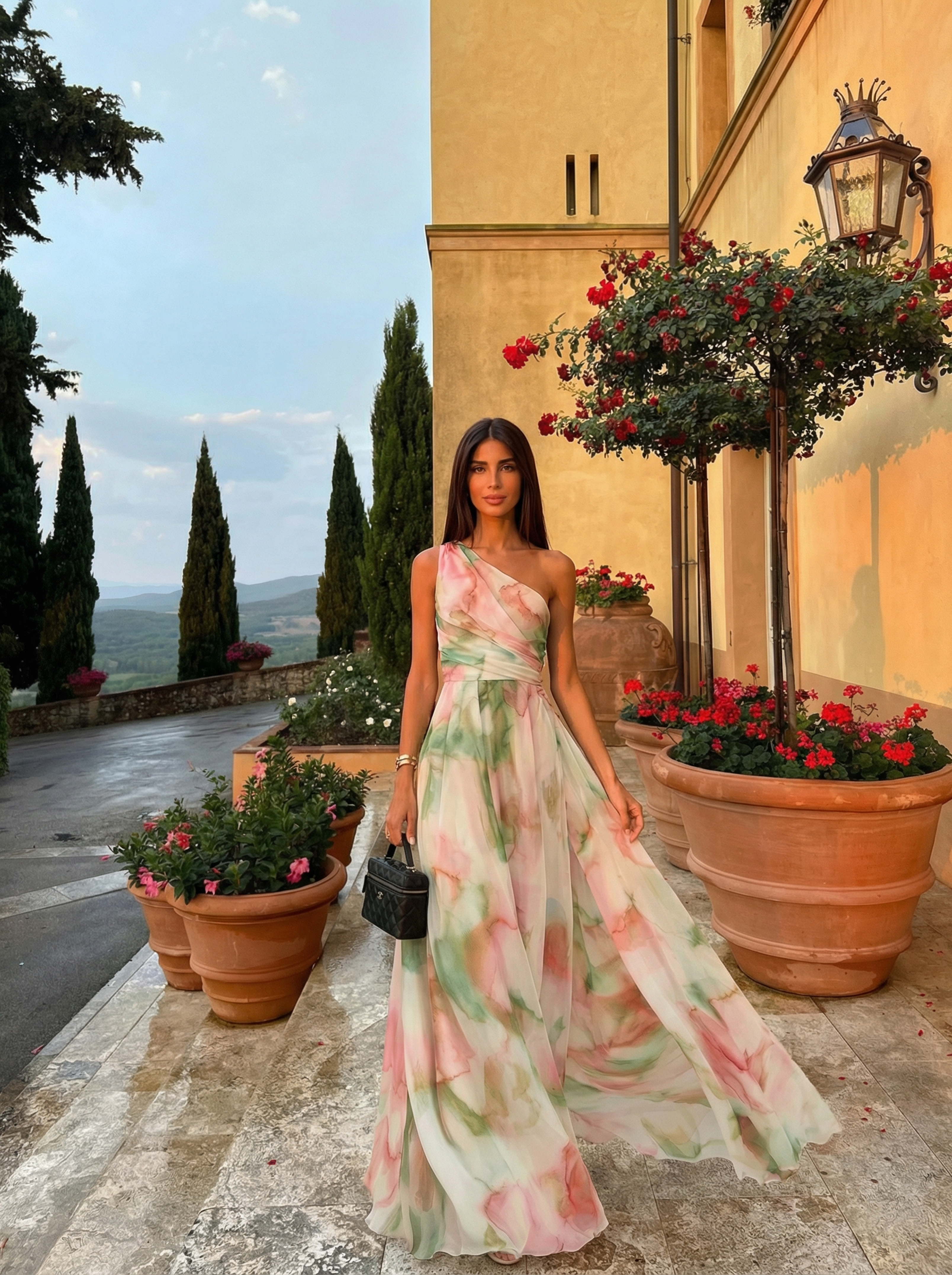 The Florence | Vestido Largo Floral de Un Hombro