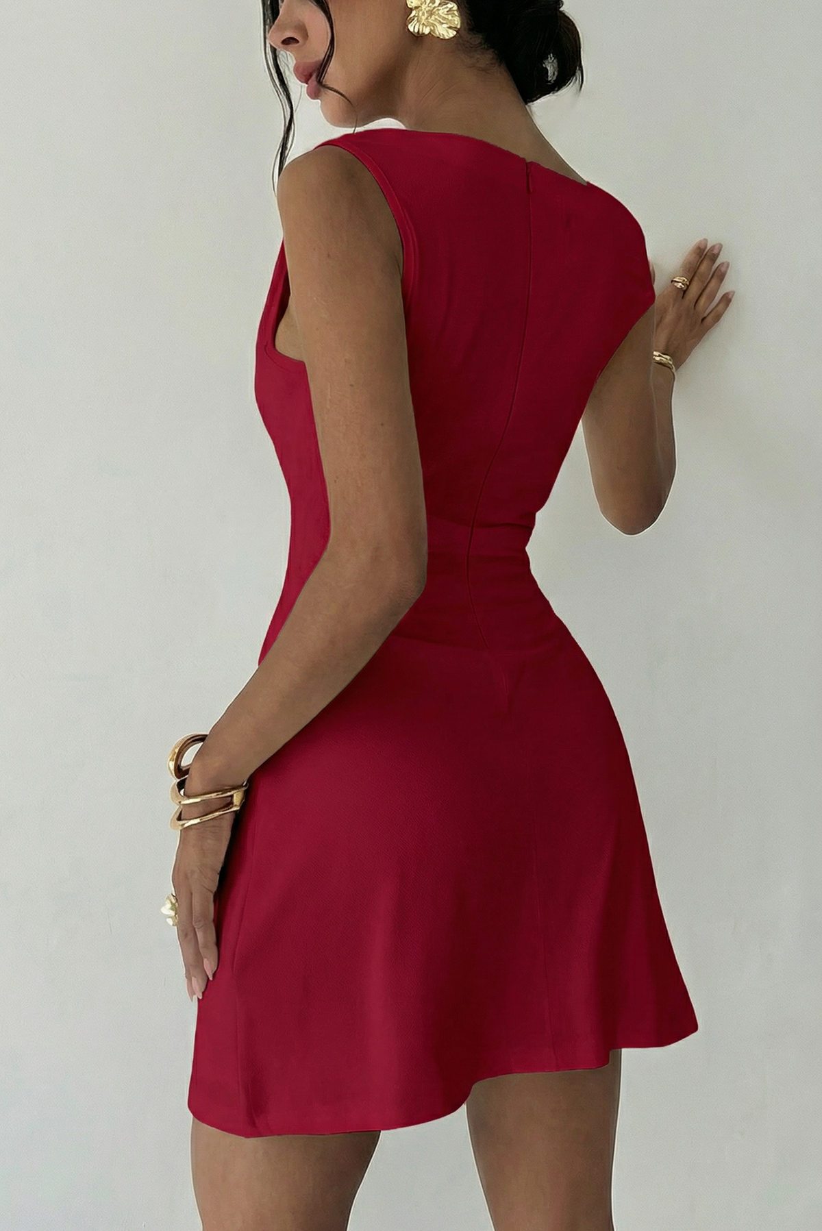 Vestido Corto de Un Hombro con Drapeado