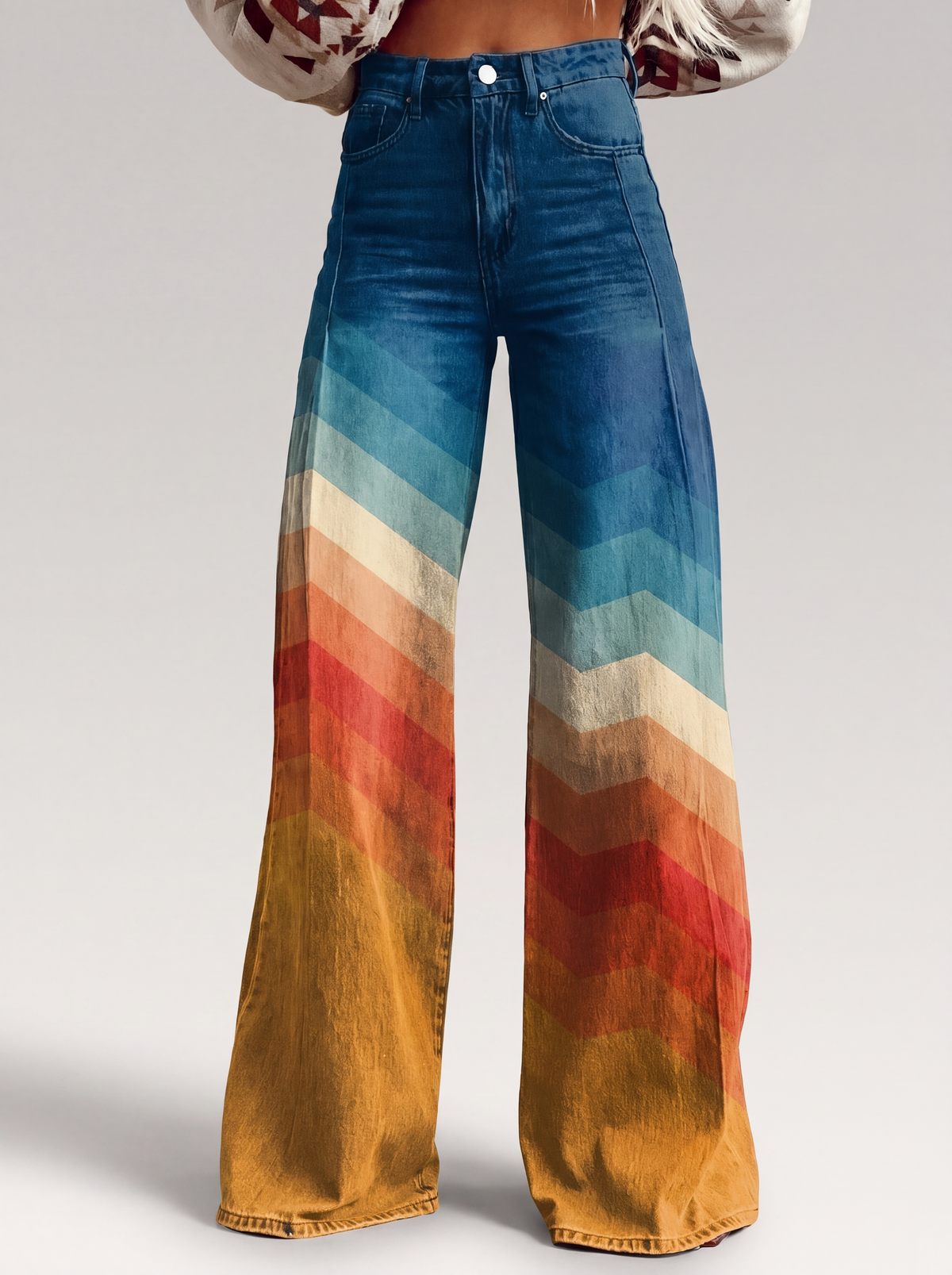 Lea | Pantalón Elegante Retro en Zig Zag