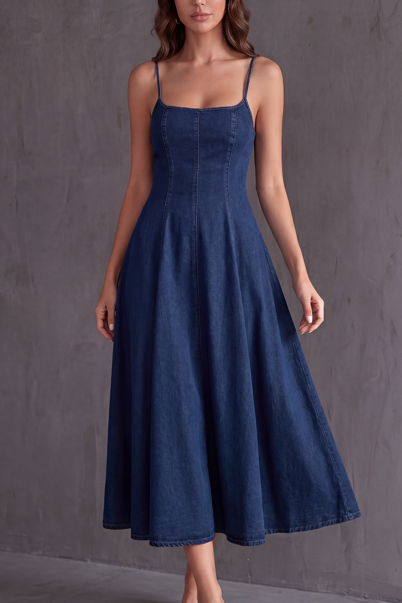 Vestido Dazy de tirantes de denim con línea A