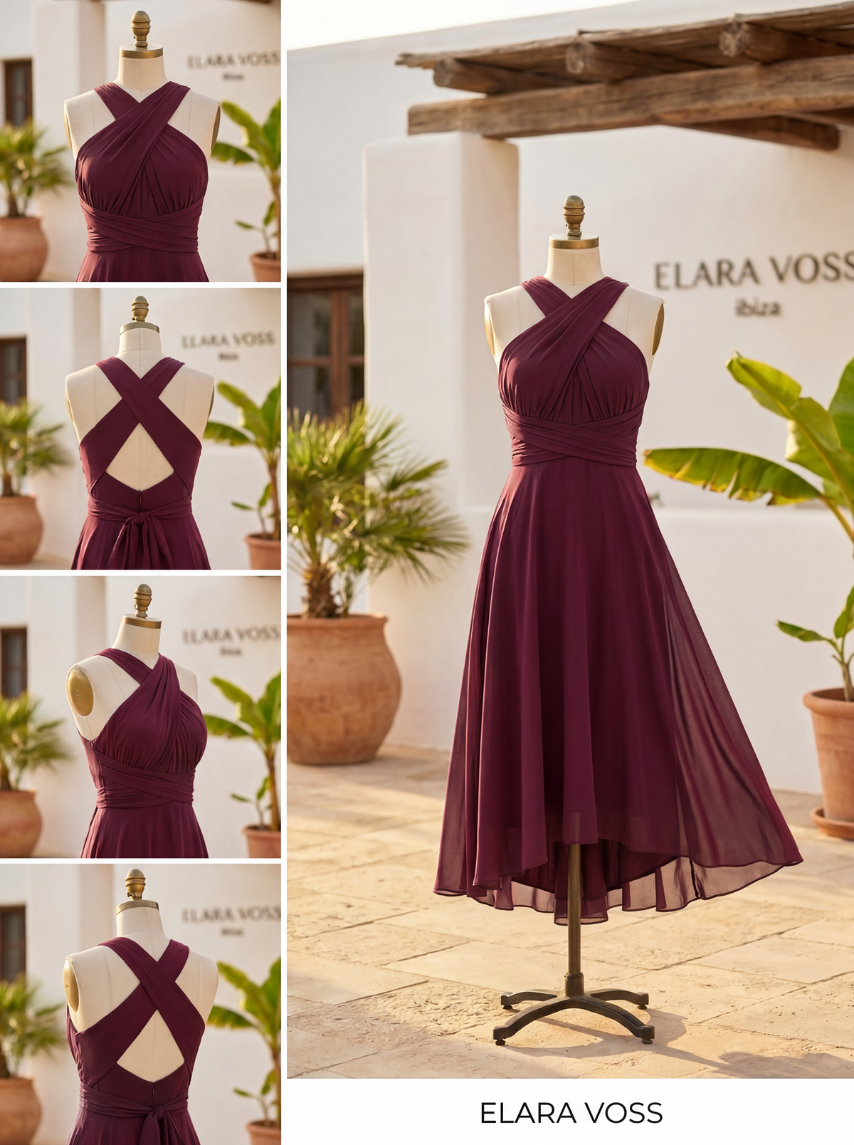 VESTIDO THE MURANO BURDEOS