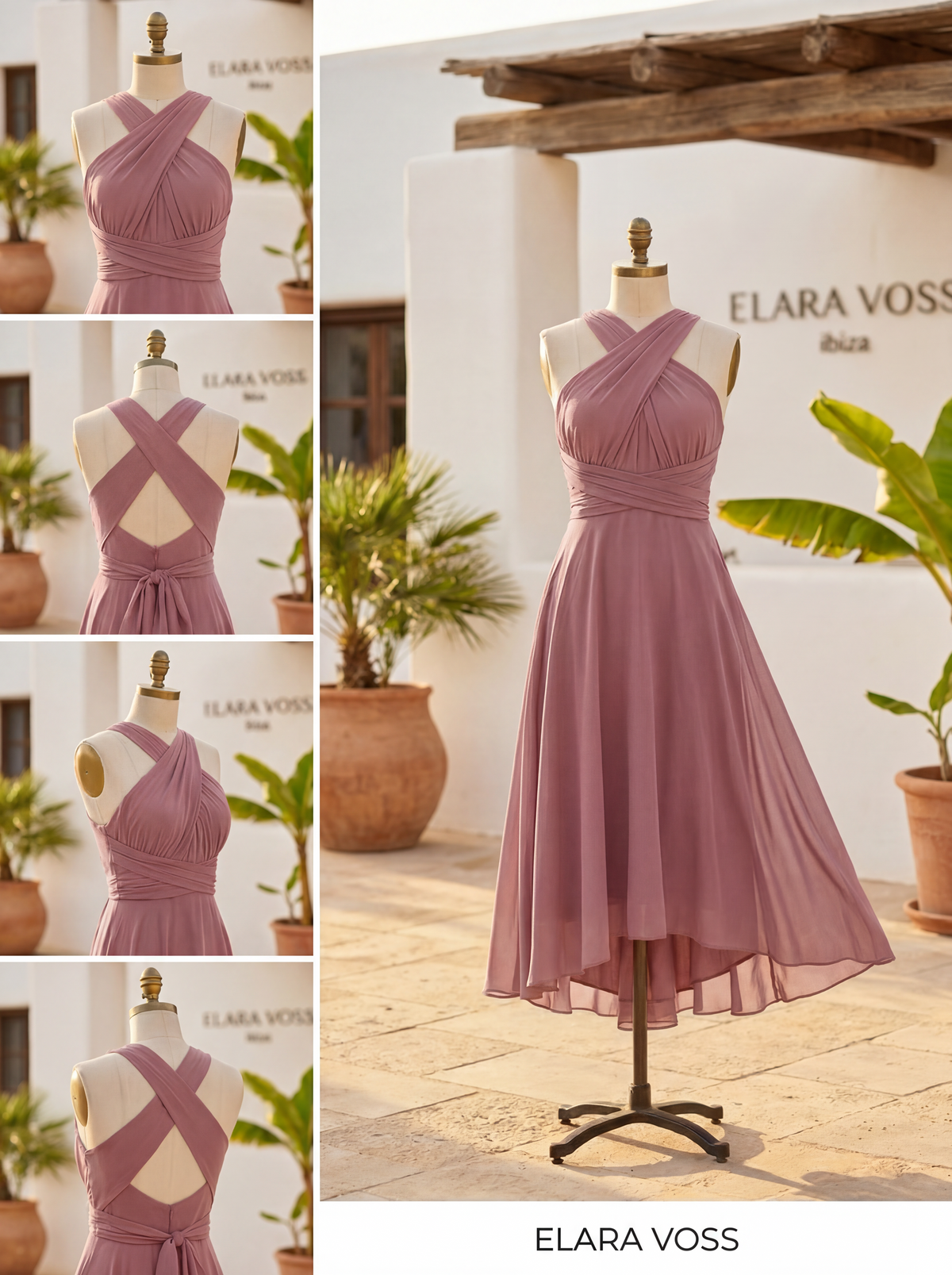 The Murano | Vestido multiposición oro rosa