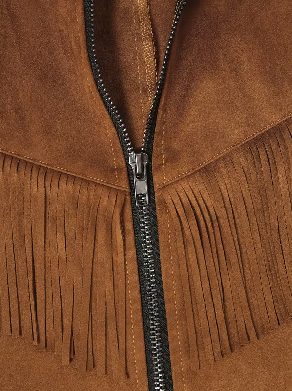 Vestido midi de punto para mujer, estilo vaquero western, con flecos de ante