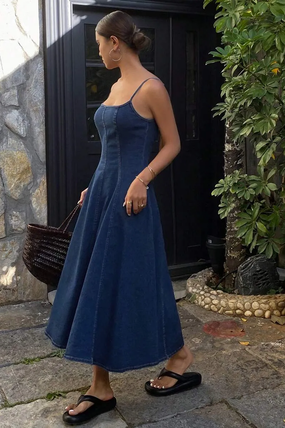 Vestido Dazy de tirantes de denim con línea A